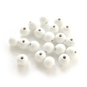 Lot de 20 Perles en Bois - Blanc - 11mm