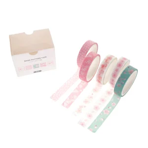 Lot de 5 Masking-Tape - Fleurs de Cerisier - Rose, Blanc et Vert d'Eau