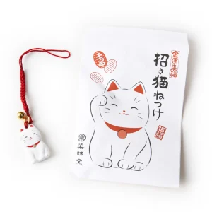 Grigri à suspendre - Maneki Neko Plat - Blanc