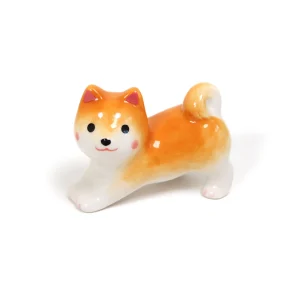 Shiba Inu Debout - Porte-Baguettes en Céramique - Orange