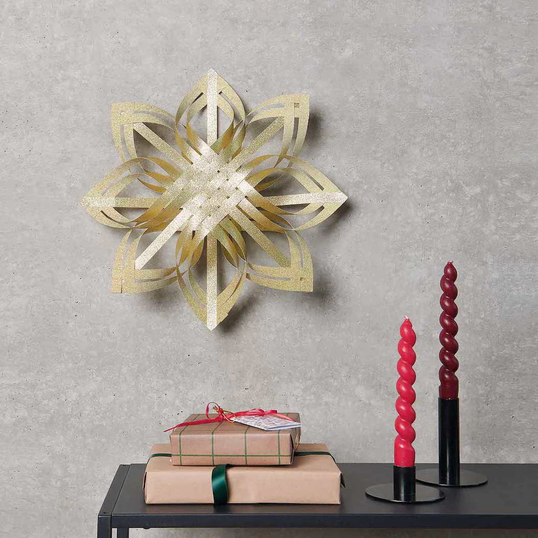 Étoile Moyenne à 8 Branches en Papier à Monter - Or et Blanc, Taille M - Modèles au Choix – Image 3