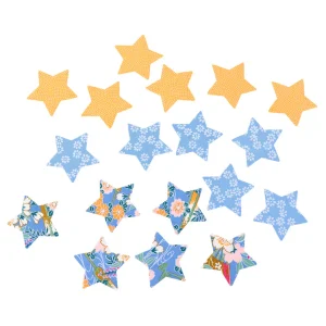 18 Stickers - Étoile - Bleu Pervenche et Jaune Safran - Comète