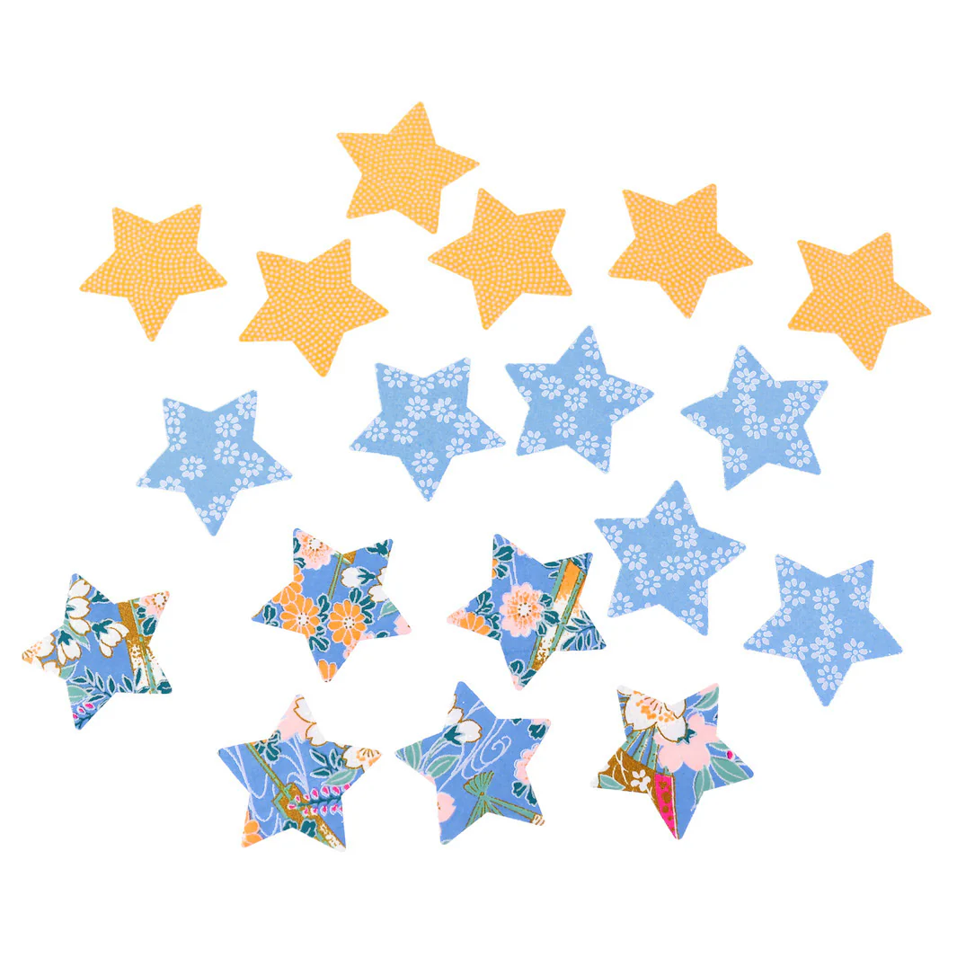 18 Stickers - Étoile - Bleu Pervenche et Jaune Safran - Comète