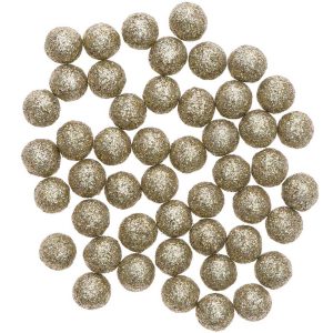 Lot de 48 Petites Boules en Polystyrène - Pailleté, Mordoré