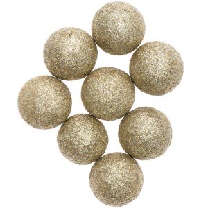 Lot de 8 Grosses Boules en Polystyrène - Pailleté, Mordoré