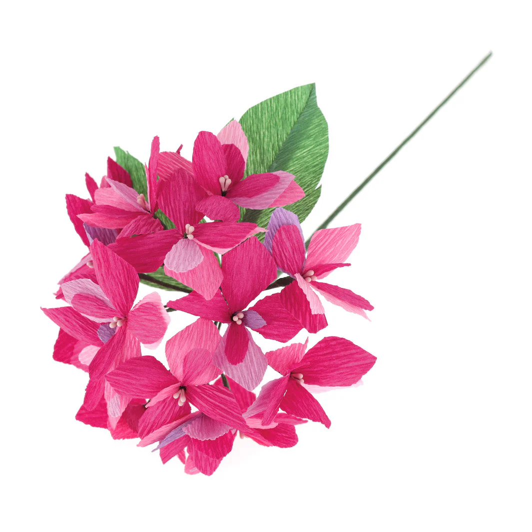 Kit Bouquet d'Hortensia en Crépon - Bleu Clair et Foncé, Rose Fuschia et Mauve - Quimper – Image 8