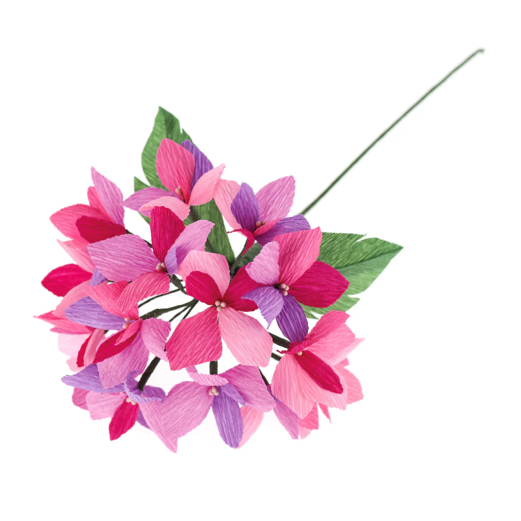 Kit Bouquet d'Hortensia en Crépon - Bleu Clair et Foncé, Rose Fuschia et Mauve - Quimper – Image 6