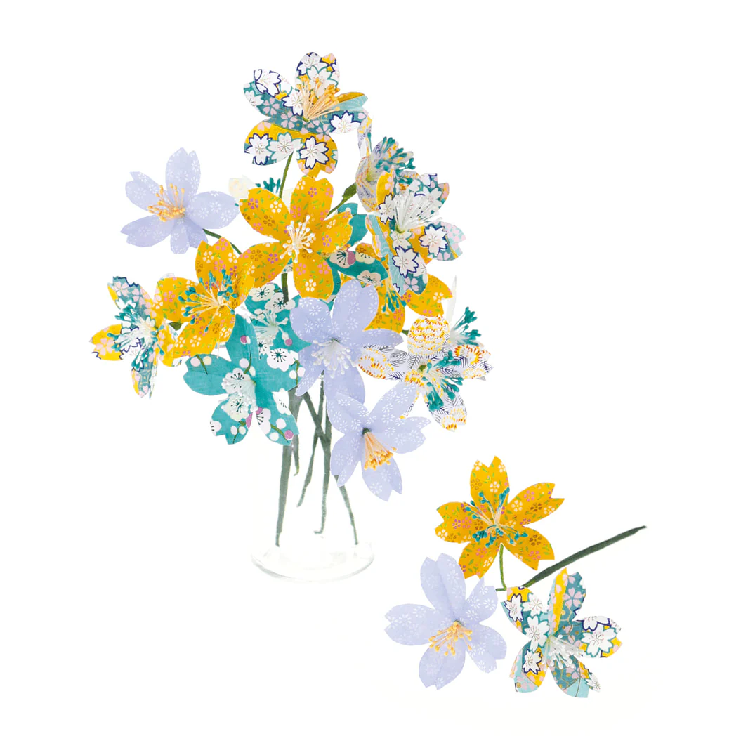 Kit Bouquet de Fleurs de Cerisier - Bleu Lavande, Jaune Moutarde, Bleu Turquoise et Mauve - Multifruits