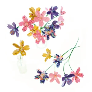 Kit Bouquet de Fleurs de Cerisier - Violet, Bleu Nuit, Jaune Moutarde et Rose - Kimono