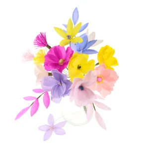 Kit Bouquet de Fleurs en Crépon - Jaune, Rose Clair et Fuchsia, Mauve et Lilas - Guimauve