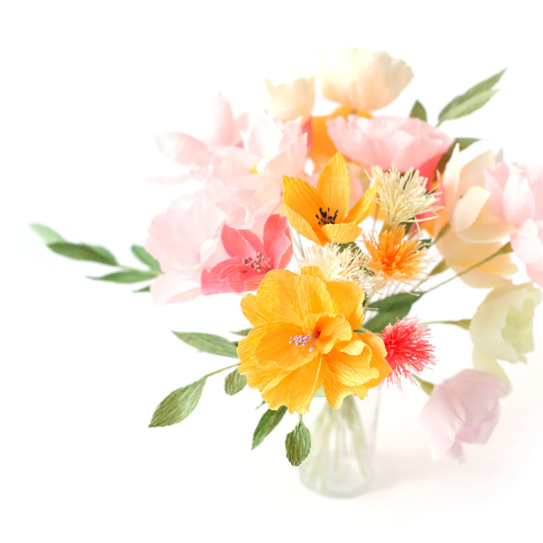 Kit Bouquet de Fleurs en Crépon - Jaune, Rose, Orange et Vert - Agrume – Image 5