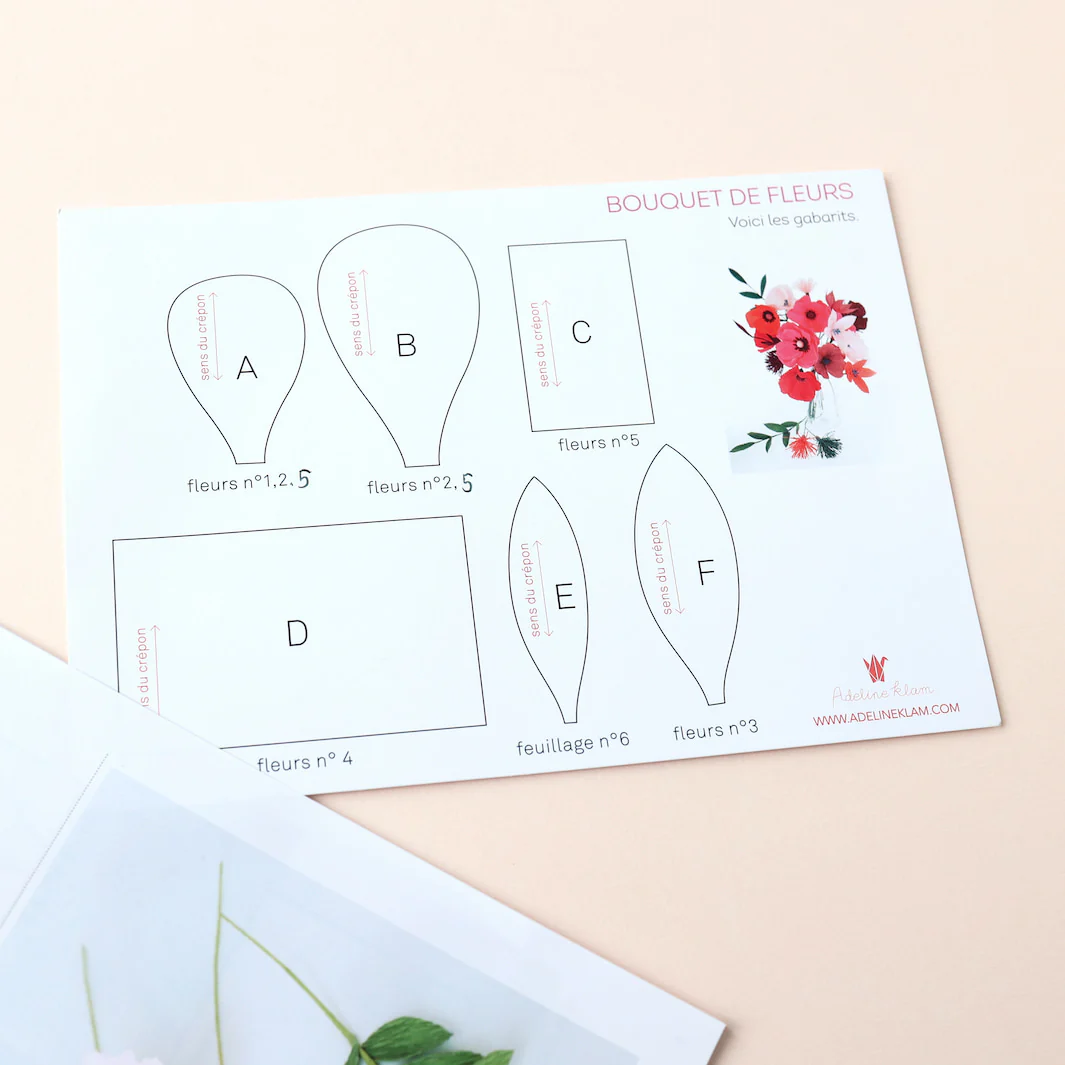 Kit Bouquet de Fleurs en Crépon - Jaune, Rose Clair et Fuchsia, Mauve et Lilas - Guimauve – Image 8