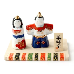 Couple en Porcelaine - Hina Matsuri - Bleu, Rouge et Or