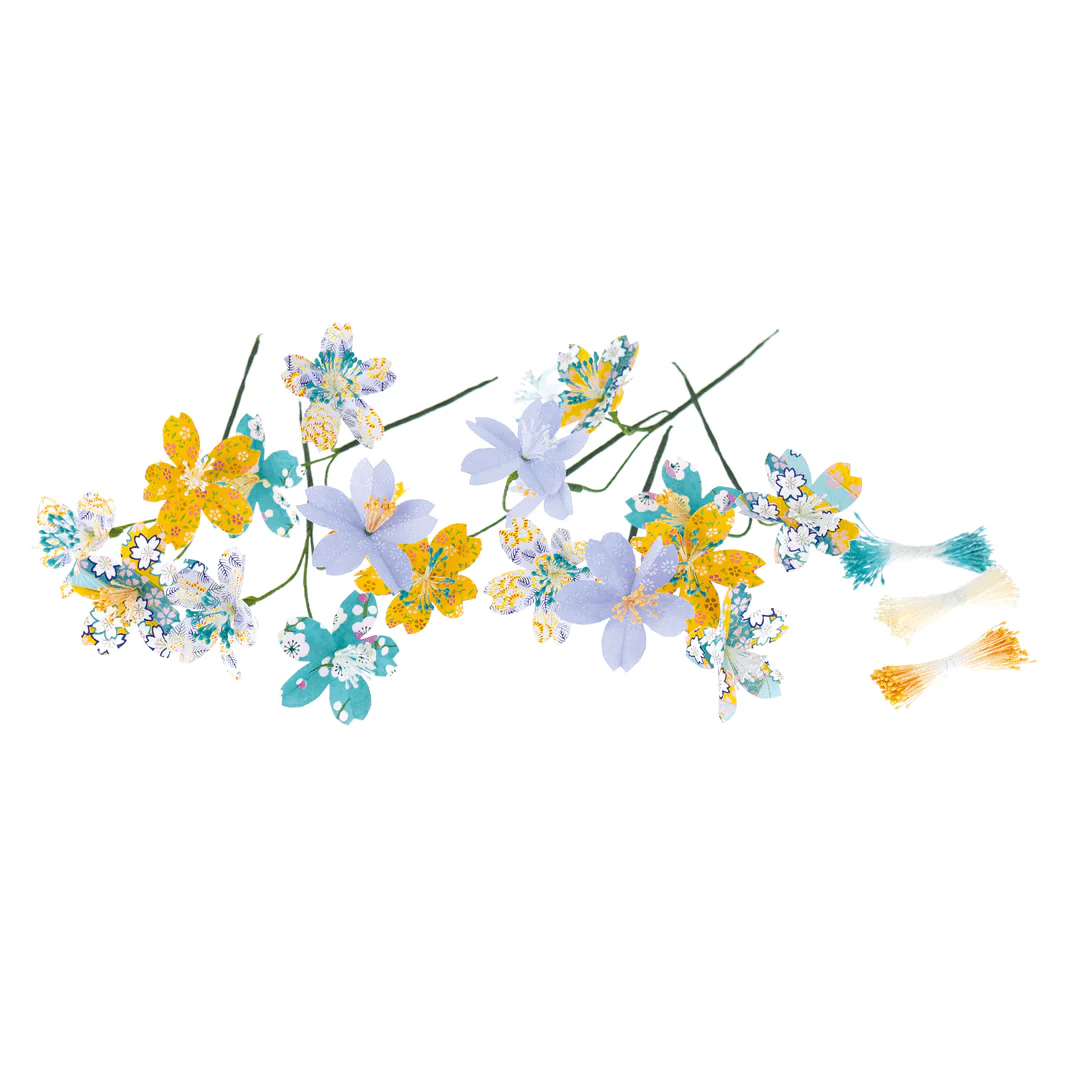 Kit Bouquet de Fleurs de Cerisier - Bleu Lavande, Jaune Moutarde, Bleu Turquoise et Mauve - Multifruits – Image 3