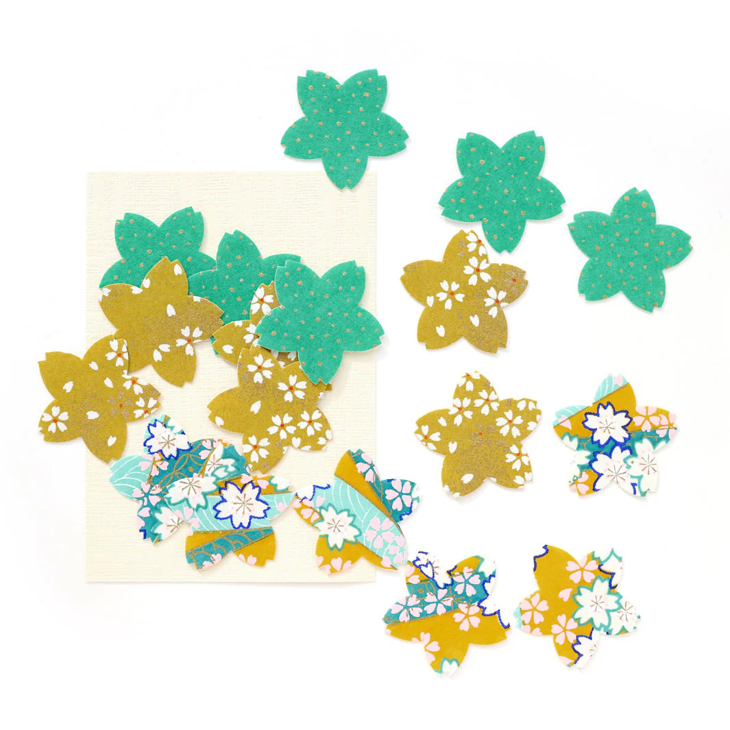 18 Stickers - Sakura - Jaune Moutarde, Vert Menthe et Turquoise - Vahiné – Image 4