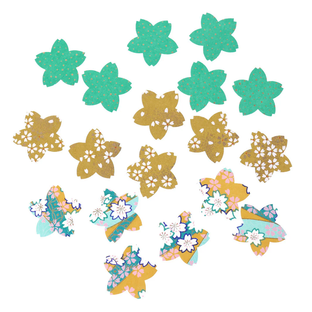 18 Stickers - Sakura - Jaune Moutarde, Vert Menthe et Turquoise - Vahiné – Image 2