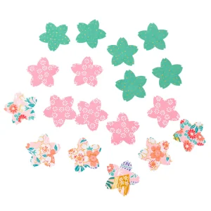 18 Stickers - Sakura - Rose Clair et Moyen, Vert Menthe - Floraison