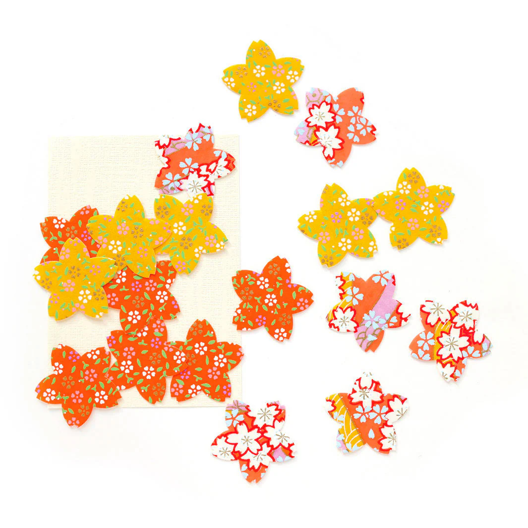 18 Stickers - Sakura - Rouge Orange, Jaune Moutarde et Rose Corail - Pondichéry – Image 4