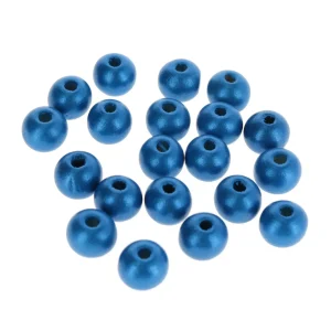 Lot de 20 Perles en Bois - Bleu Foncé, Métallisé - 10mm
