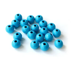 Lot de 20 Perles en Bois - Bleu Océan - 10mm