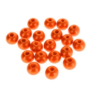 Lot de 20 Perles en Bois - Orange, Métallisé - 10mm