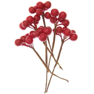 Lot de 6 Grappes de Baies - Rouge