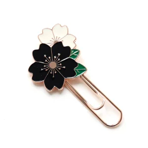 Marque-Page Trombone - Fleurs de Cerisier - Noir et Blanc