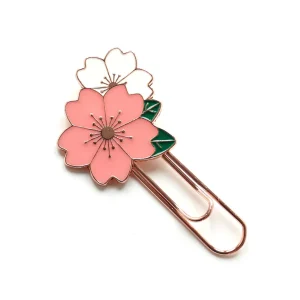 Marque-Pages Trombone - Fleurs de Cerisier - Rose et Blanc