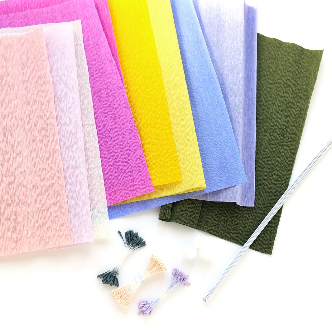 Kit Bouquet de Fleurs en Crépon - Jaune, Rose Clair et Fuchsia, Mauve et Lilas - Guimauve – Image 3