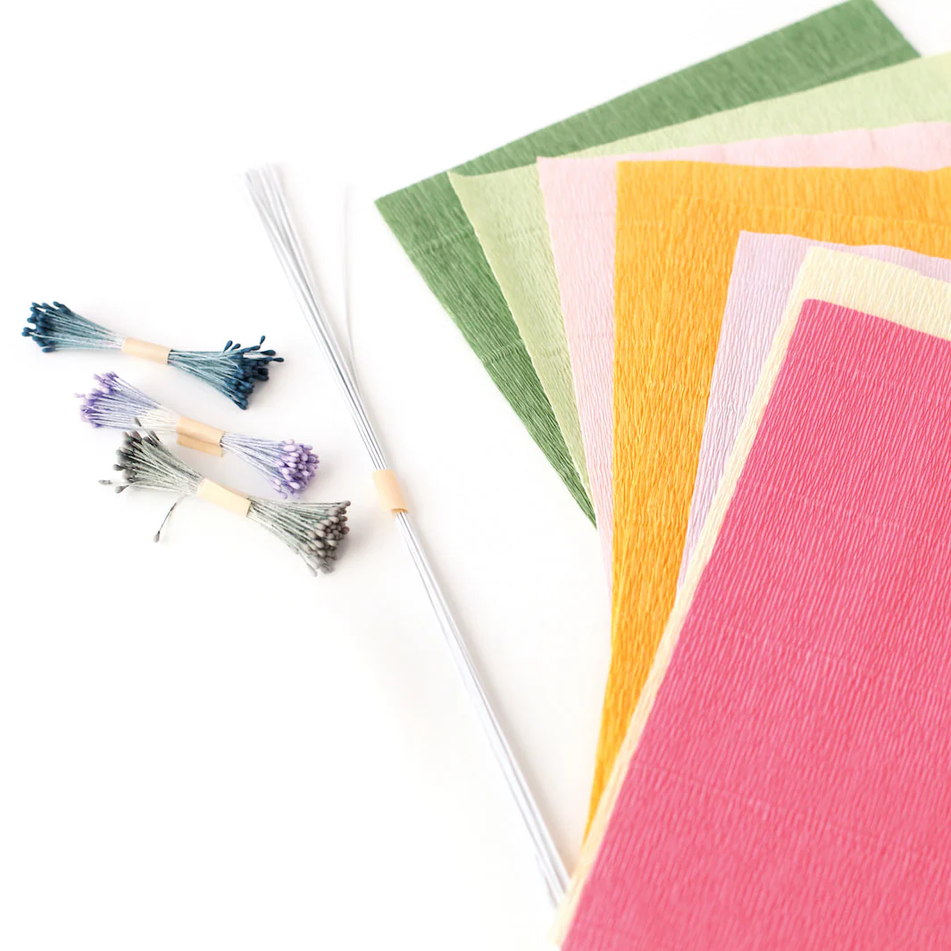 Kit Bouquet de Fleurs en Crépon - Jaune, Rose, Orange et Vert - Agrume – Image 3