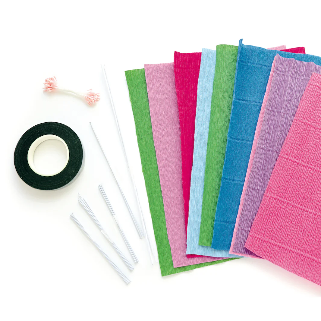 Kit Bouquet d'Hortensia en Crépon - Bleu Clair et Foncé, Rose Fuschia et Mauve - Quimper – Image 3