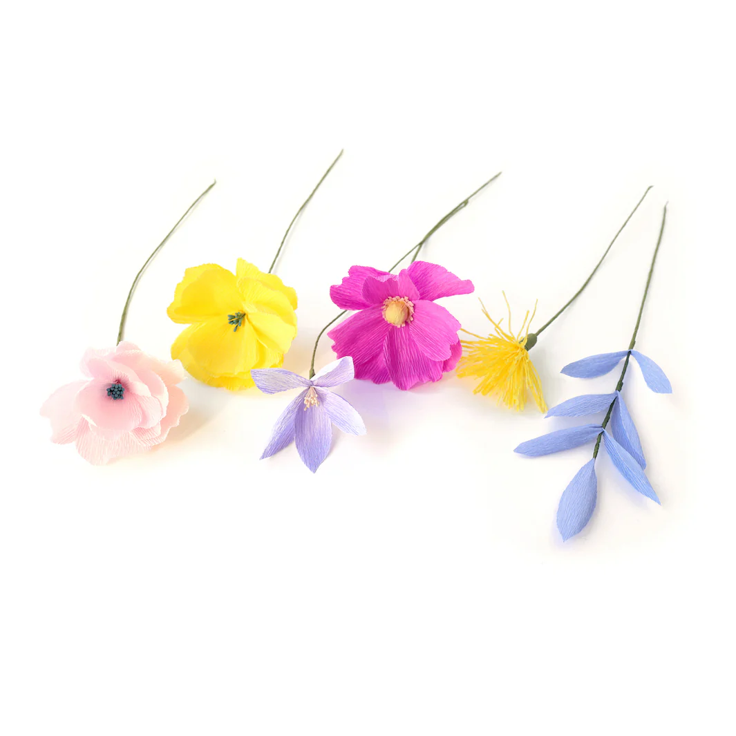 Kit Bouquet de Fleurs en Crépon - Jaune, Rose Clair et Fuchsia, Mauve et Lilas - Guimauve – Image 4