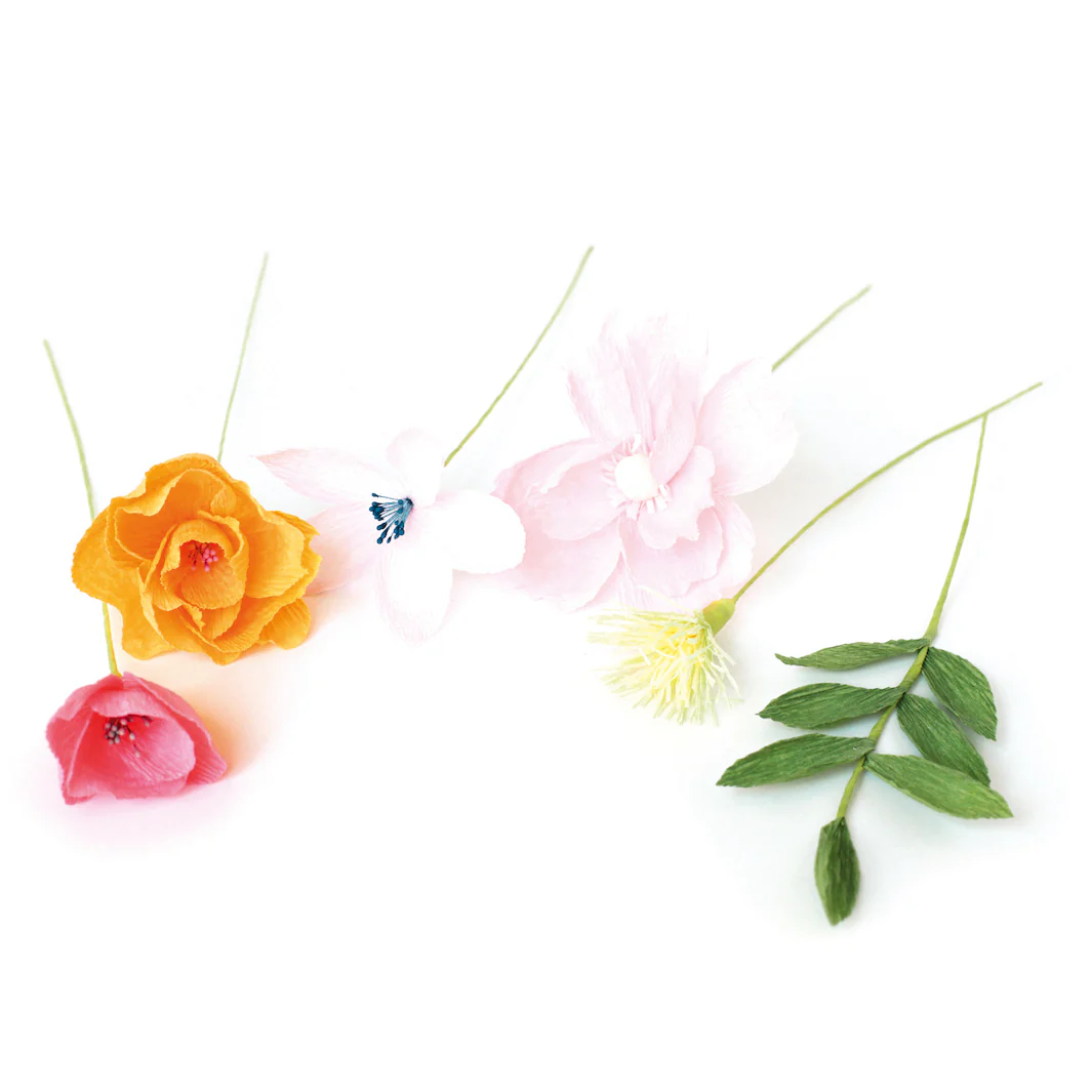 Kit Bouquet de Fleurs en Crépon - Jaune, Rose, Orange et Vert - Agrume – Image 4