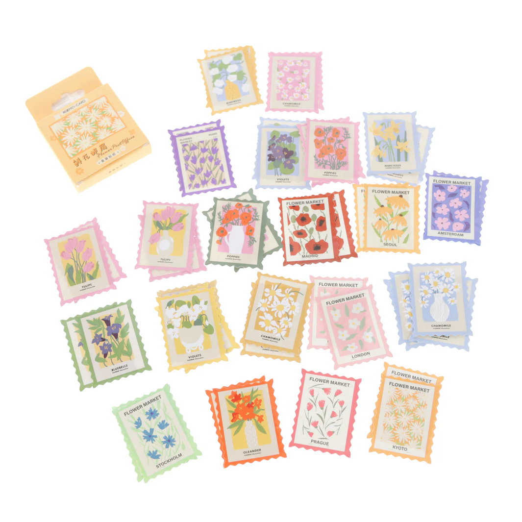 Lot de 46 Stickers - Timbres Floraux - Multicolore – Image 2