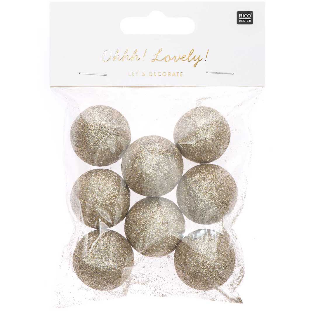 Lot de 8 Grosses Boules en Polystyrène - Pailleté, Mordoré – Image 4