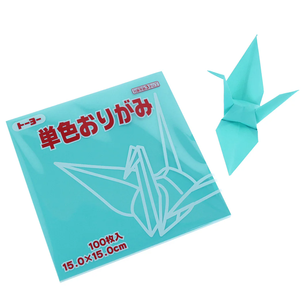 100 Papiers Origami Toyo - Bleu Turquoise - 15 x 15 cm – Image 5