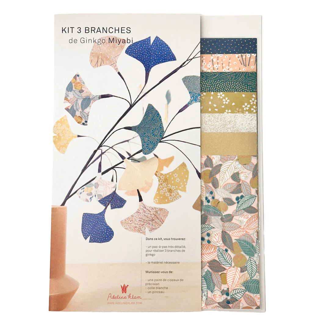 Kit 3 Branches de Ginkgo - Jaune Moutarde, Rose Clair, Bleu Nuit et Bleu Canard - Miyabi – Image 5