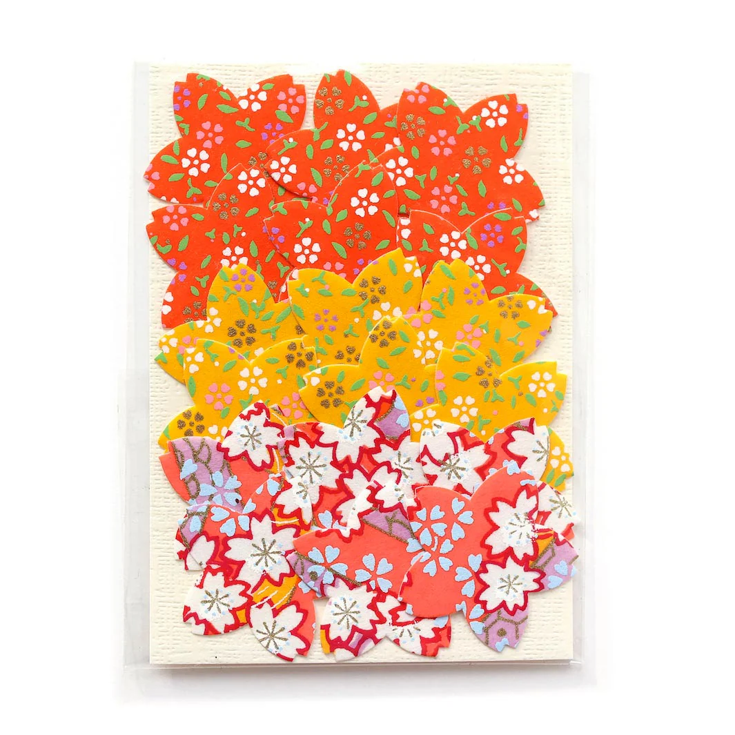 18 Stickers - Sakura - Rouge Orange, Jaune Moutarde et Rose Corail - Pondichéry – Image 3