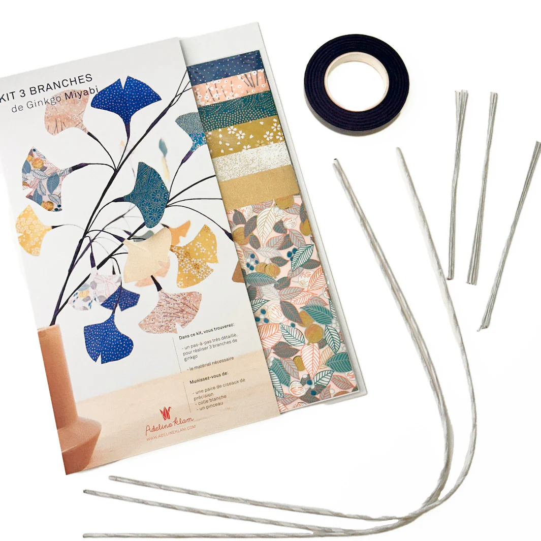 Kit 3 Branches de Ginkgo - Jaune Moutarde, Rose Clair, Bleu Nuit et Bleu Canard - Miyabi – Image 4
