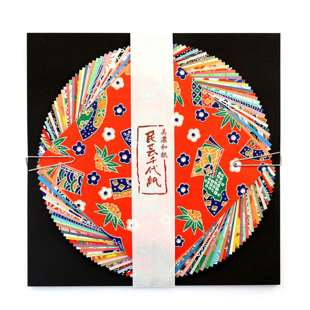 40 Papiers Origami - 10 x 10 cm - Traditionnels et Unis - Mélange Folklorique