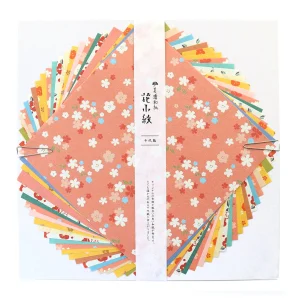 24 Papiers Origami - 15 x 15 cm - Motifs Fleuris et Unis - Mélange Hana