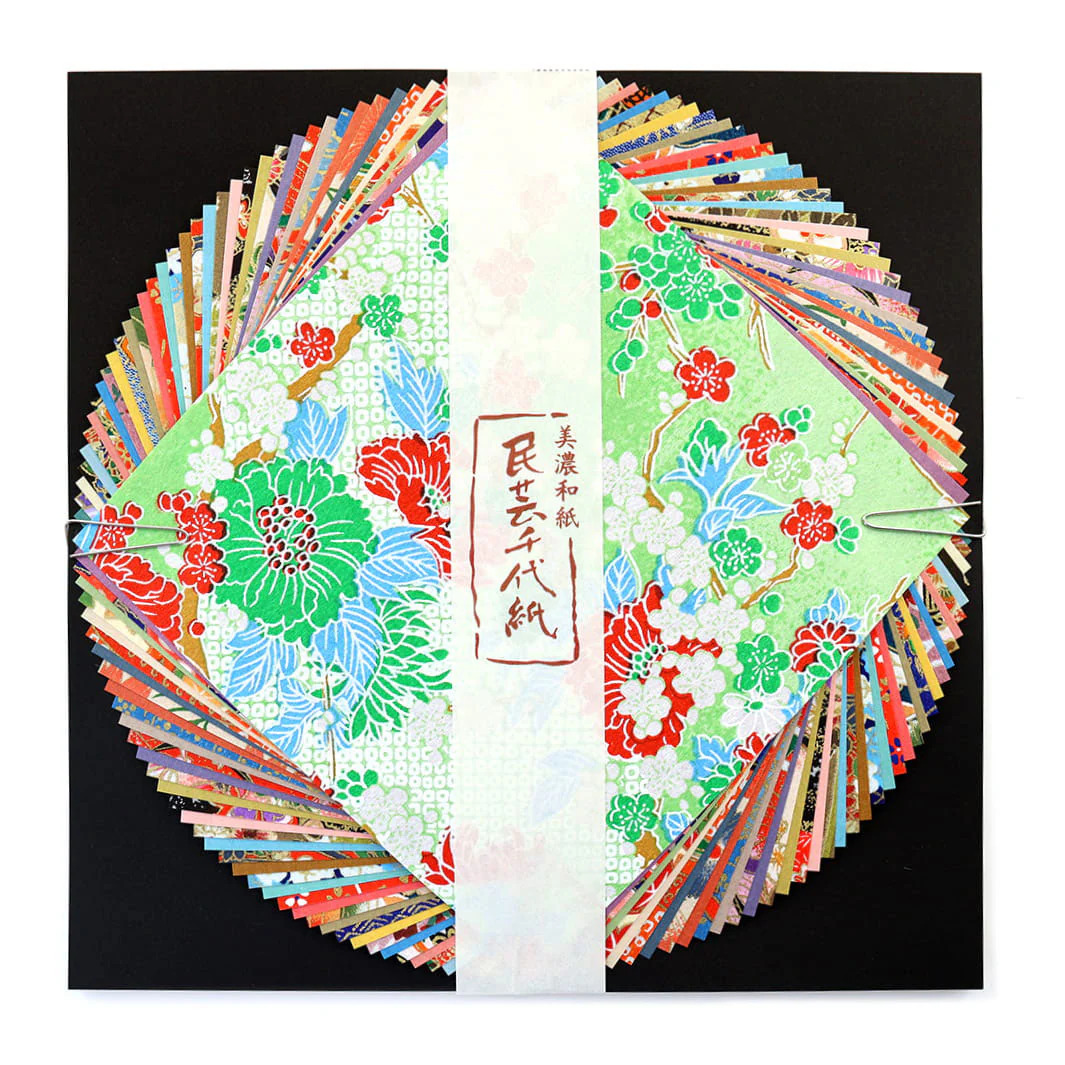 40 Papiers Origami - 15 x 15 cm - Traditionnels et Unis - Mélange Folklorique