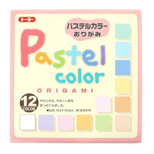 60 Papiers Origami Unis Toyo - Pastel Multicolore, 12 Couleurs - 15 x 15 cm