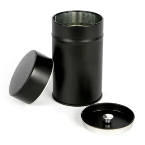 Boîte à Thé en Métal à Décorer - Cylindre - Noir - Petite (120g)