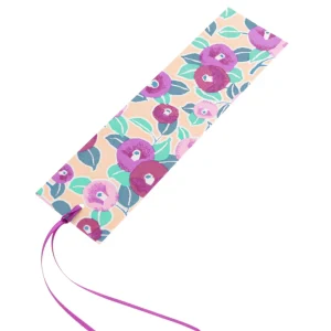 Marque-Page en Papier Japonais - Camélias et Fleurs Au Vent - Saumon, Violet, Vert Menthe et Turquoise - M1010 et M515