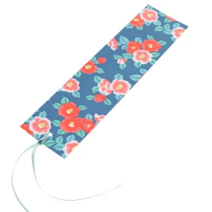 Marque-Page en Papier Japonais - Camélias Tsubaki et Samekomon - Bleu, Rouge Rose, Orange et Vert d'Eau - M956 et M859