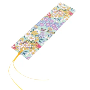 Marque-Page en Papier Japonais - Glycine, Fleurs de Cerisier et Kanoko - Vert d'Eau, Parme et Jaune Moutarde - M1017 et M603