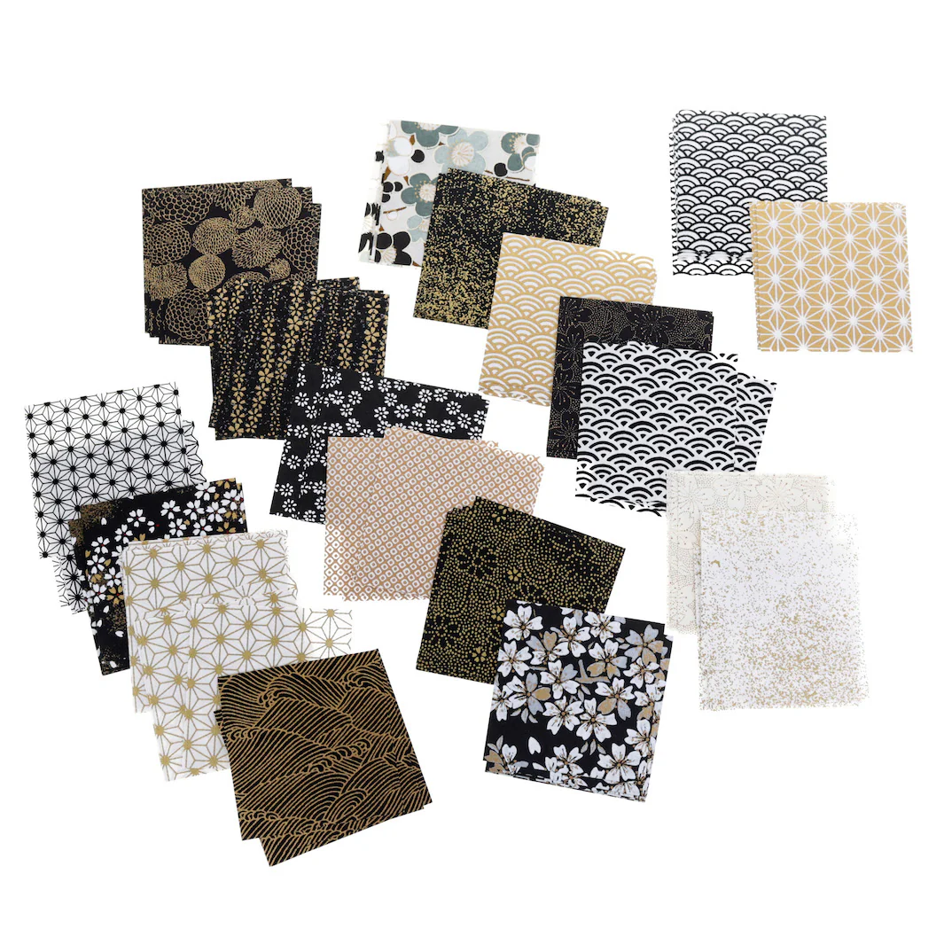 100 Papiers Origami - 6 x 6 cm - Motifs Variés - Noir et Or – Image 4