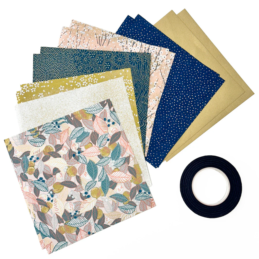 Kit 3 Branches de Ginkgo - Jaune Moutarde, Rose Clair, Bleu Nuit et Bleu Canard - Miyabi – Image 3
