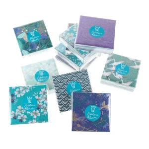 100 Papiers Origami - 6 x 6 cm - Bleu Canard, Vert d'Eau, Bleu Nuit, Turquoise et Violet - Paon